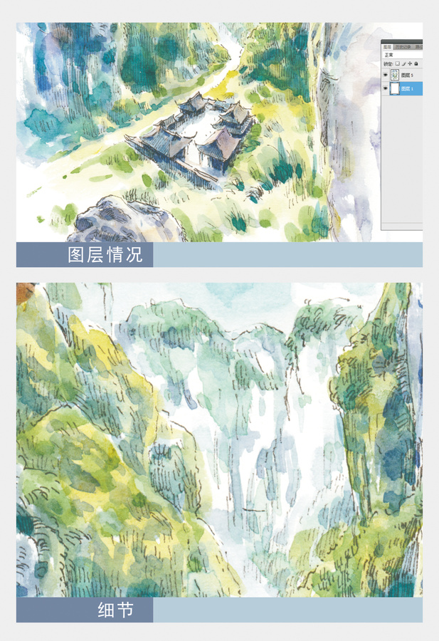 重慶武隆天生三橋水彩