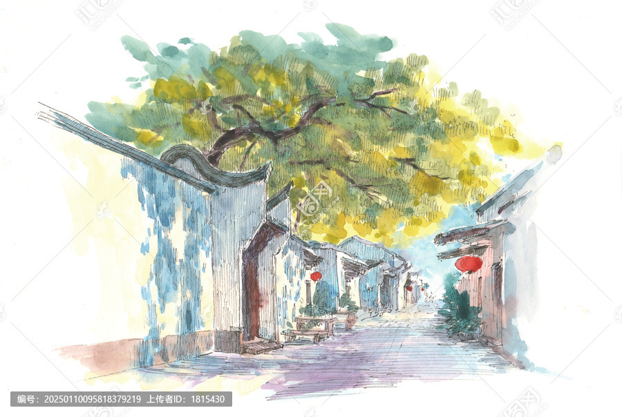 福建福州三坊七巷水彩