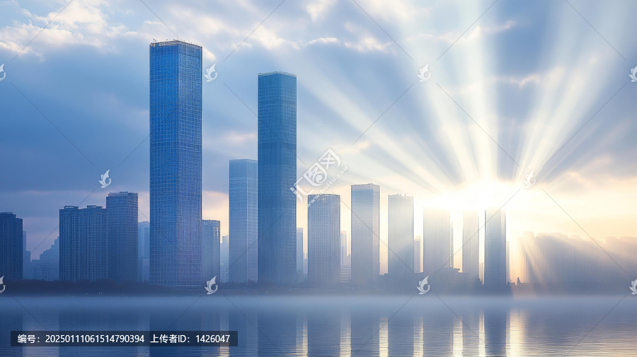 晨曦下的現(xiàn)代城市天際線