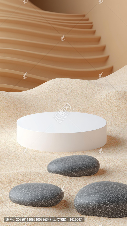 極簡米色沙灘美學產(chǎn)品展示臺