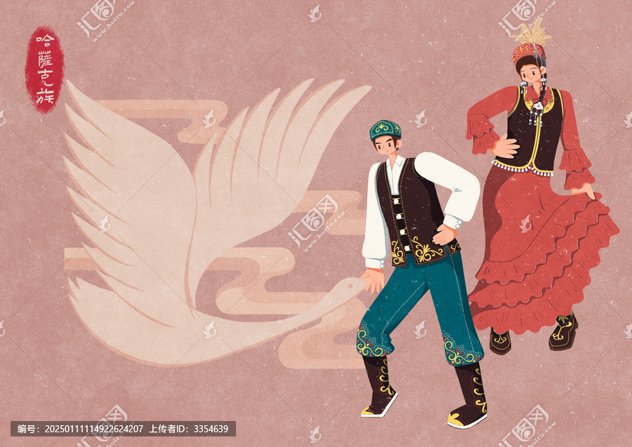 哈薩克族服飾少女和男性