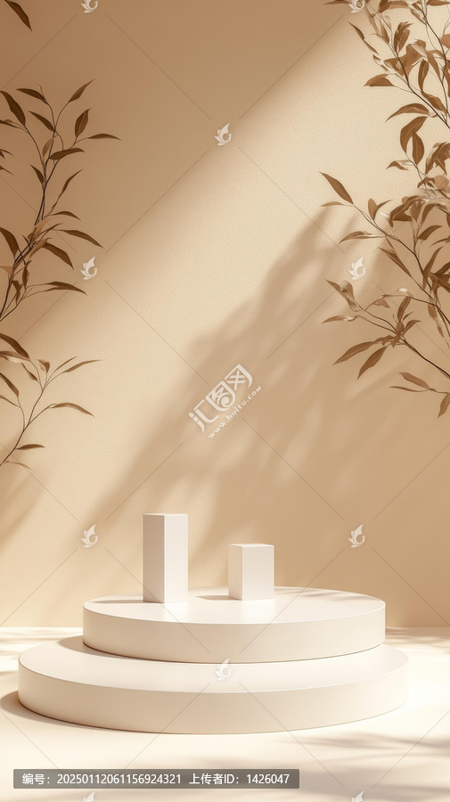 自然光影下的簡(jiǎn)約產(chǎn)品展示臺(tái)