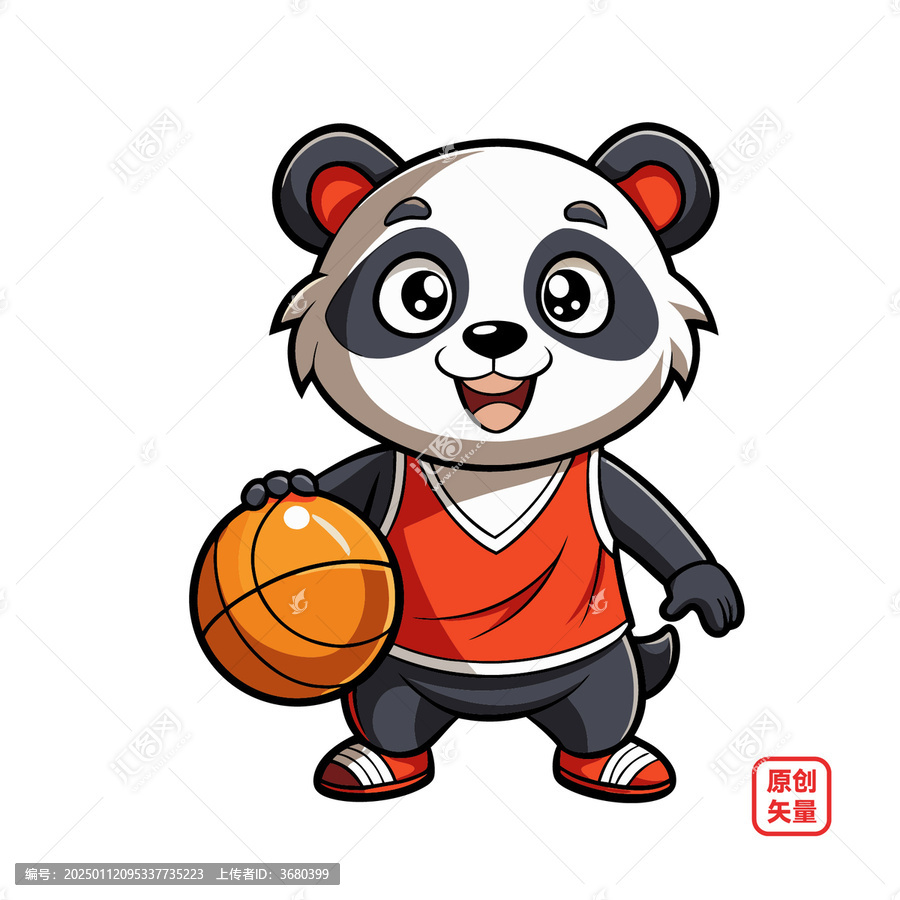 矢量插圖動(dòng)物玩籃球熊貓