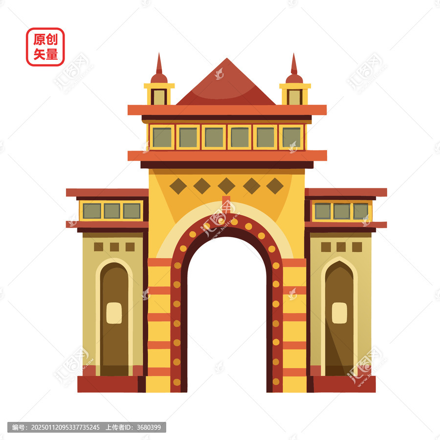 矢量插圖歐式城墻城門
