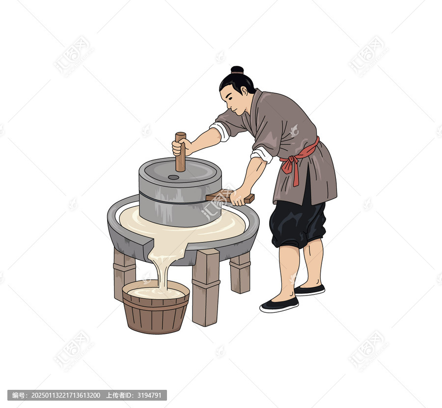 現(xiàn)磨豆?jié){傳統(tǒng)工藝插畫