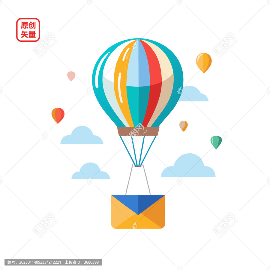 矢量插圖簡(jiǎn)約飛行熱氣球