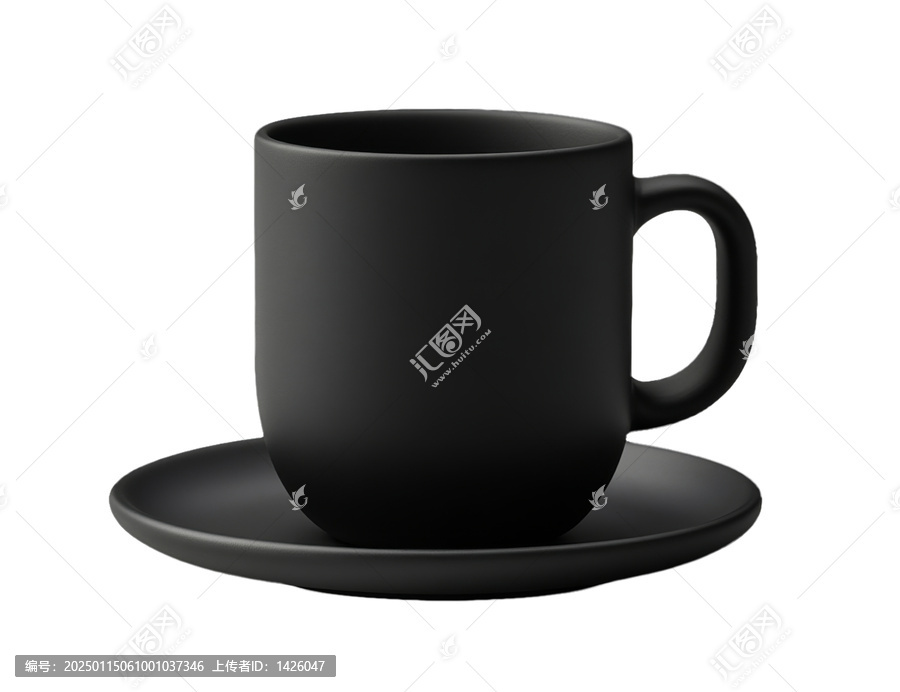 [免摳素材]黑色啞光咖啡杯和茶碟組合