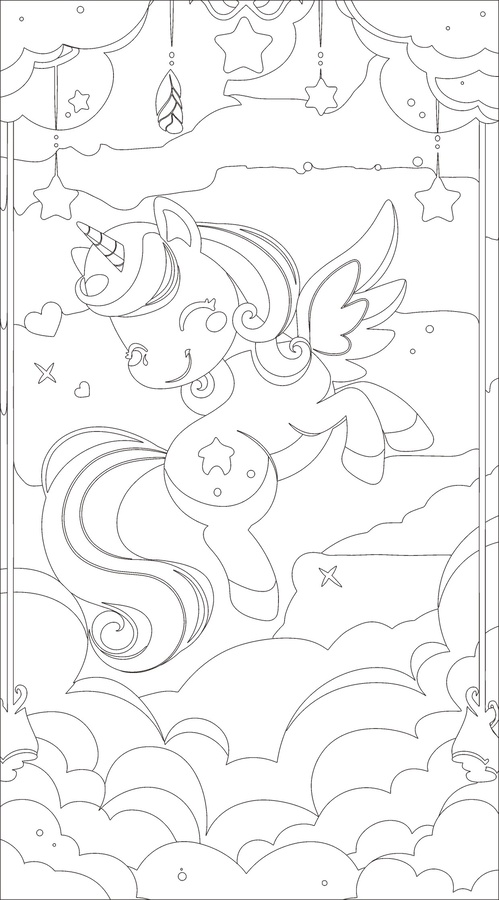 夢幻獨角獸插畫印花