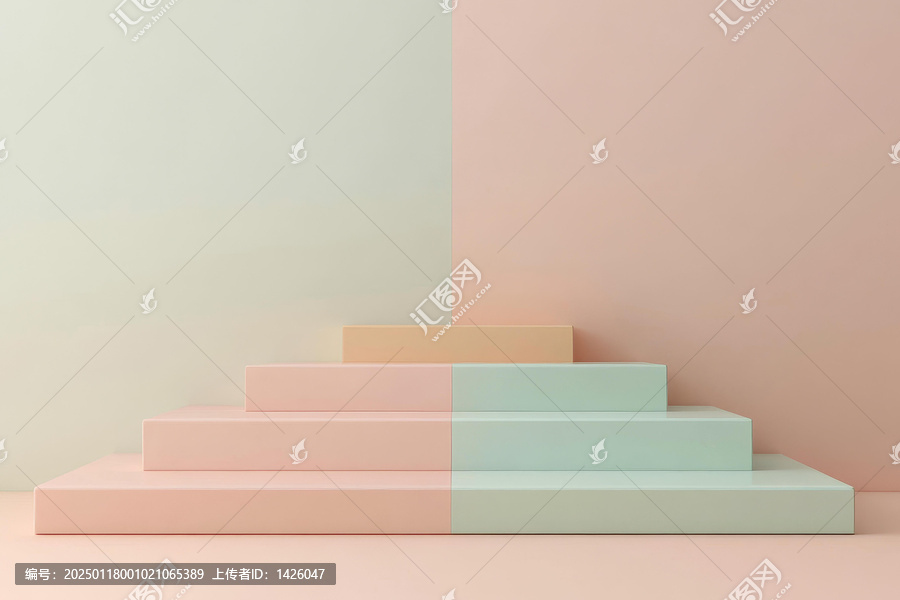 柔和色彩階梯式展示臺