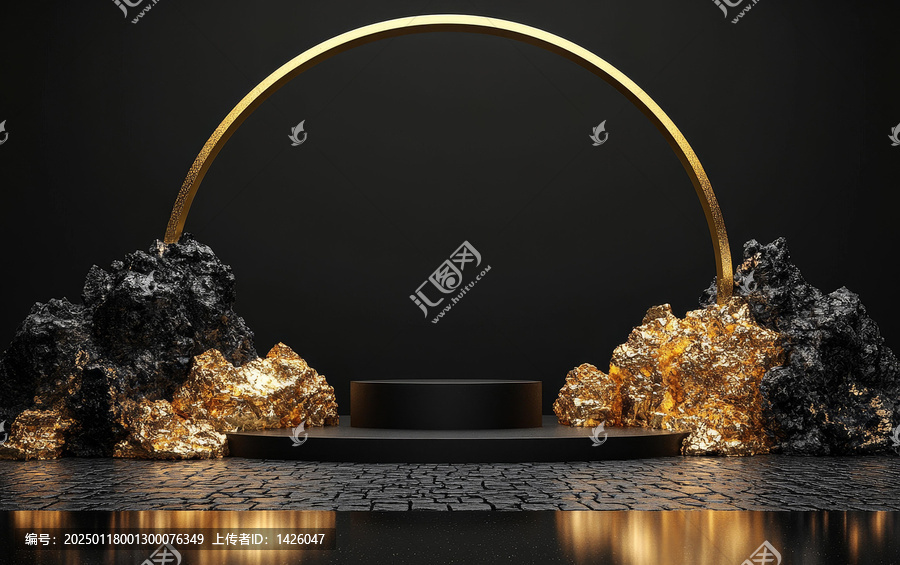 奢華黑金抽象產(chǎn)品展示臺(tái)