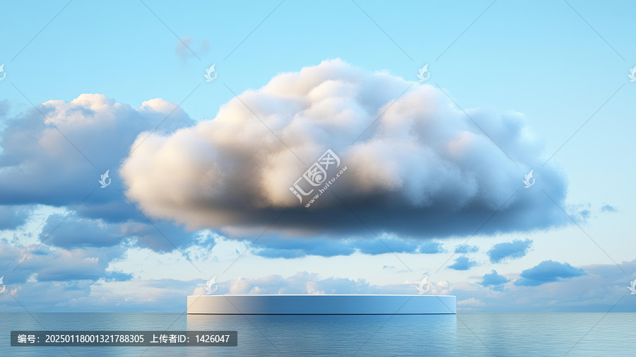 平靜海洋上的漂浮云朵