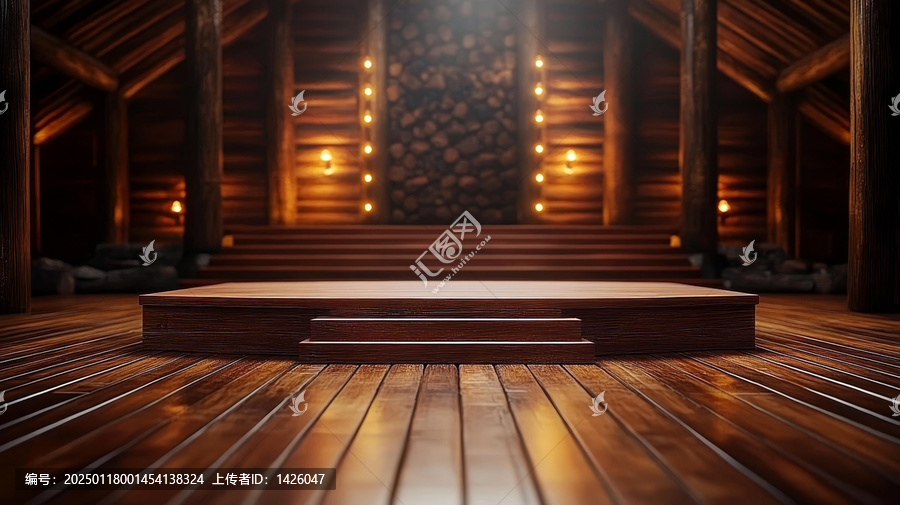 原木質(zhì)舞臺(tái)的鄉(xiāng)村小屋內(nèi)景