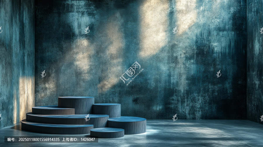暗色混凝土展示臺場景插圖