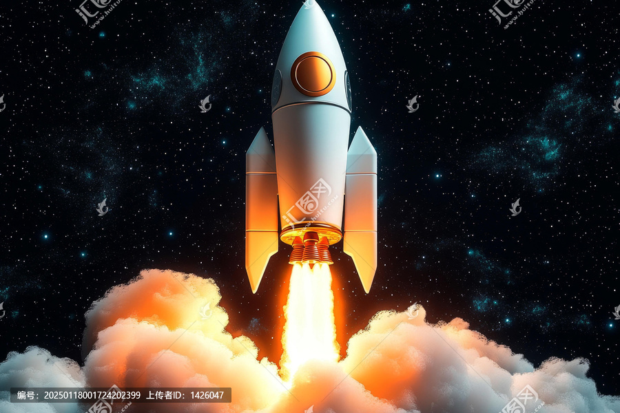 宇宙飛船沖破夜空