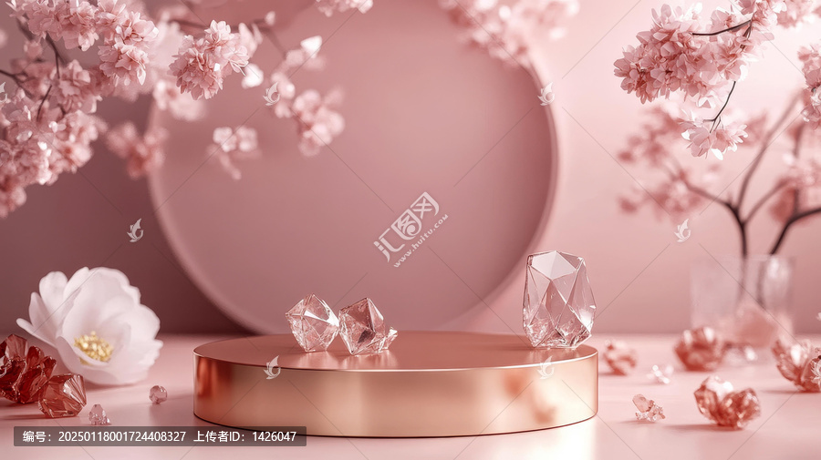 粉嫩櫻花水晶展示臺