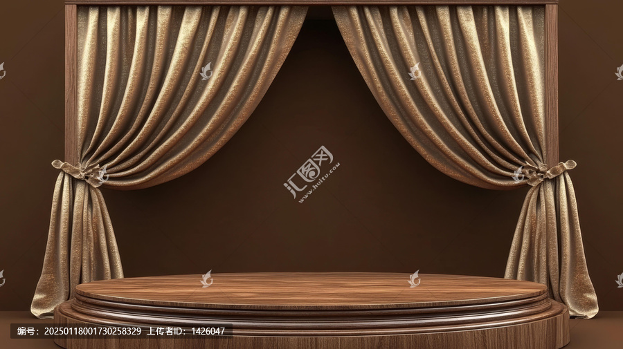 棕色天鵝絨舞臺布與木質(zhì)平臺