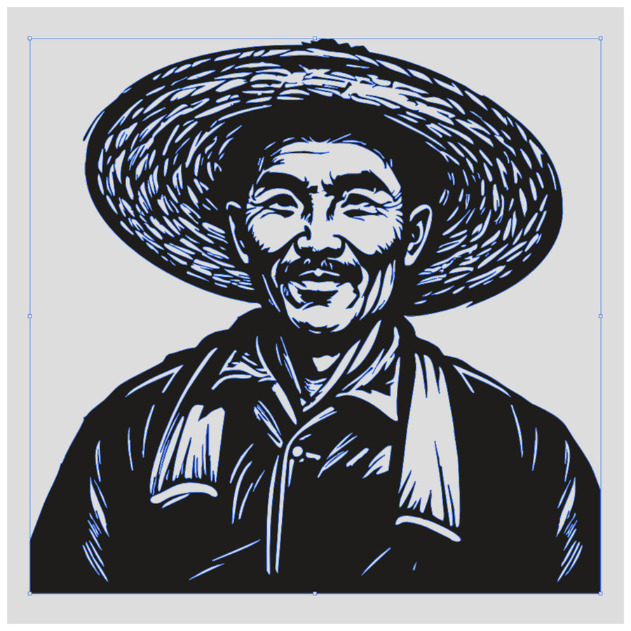 農(nóng)民肖像的質(zhì)樸風(fēng)采黑白剪紙版畫(huà)風(fēng)格