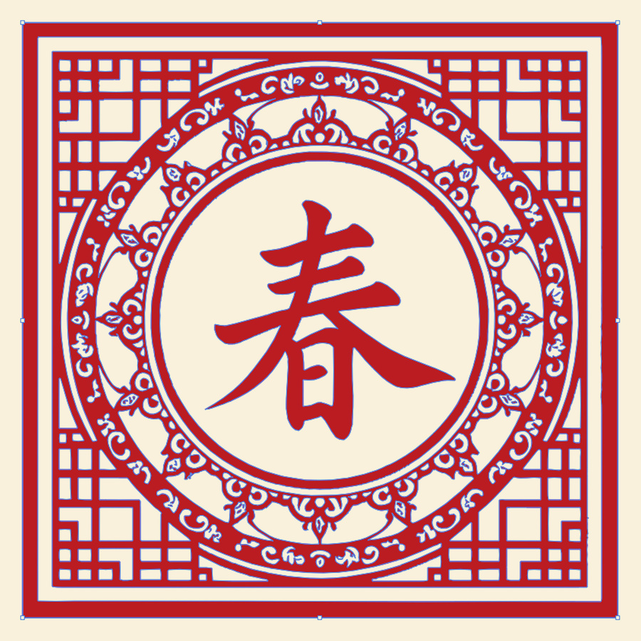 紅色窗花傳統(tǒng)剪紙圖案矢量格式