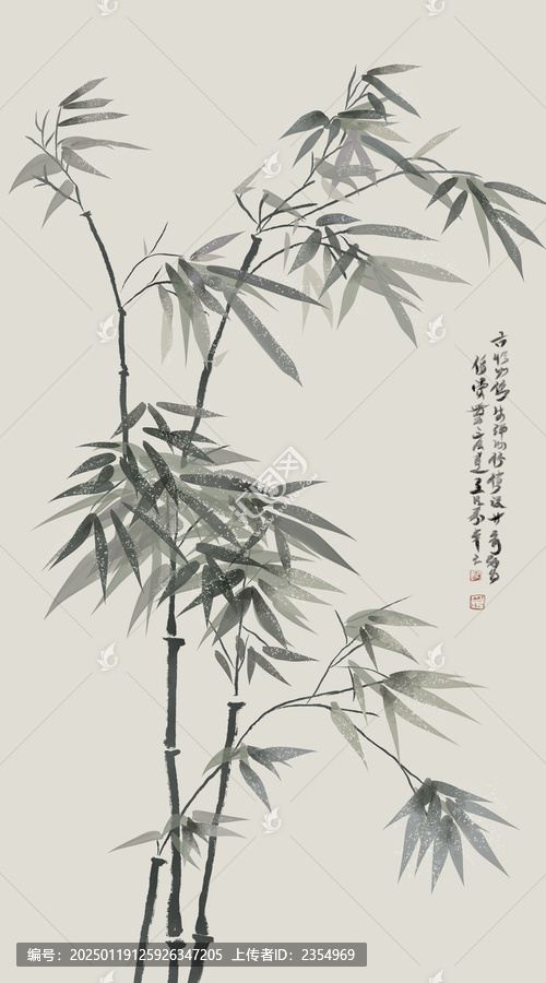 水墨竹子玄關(guān)裝飾畫