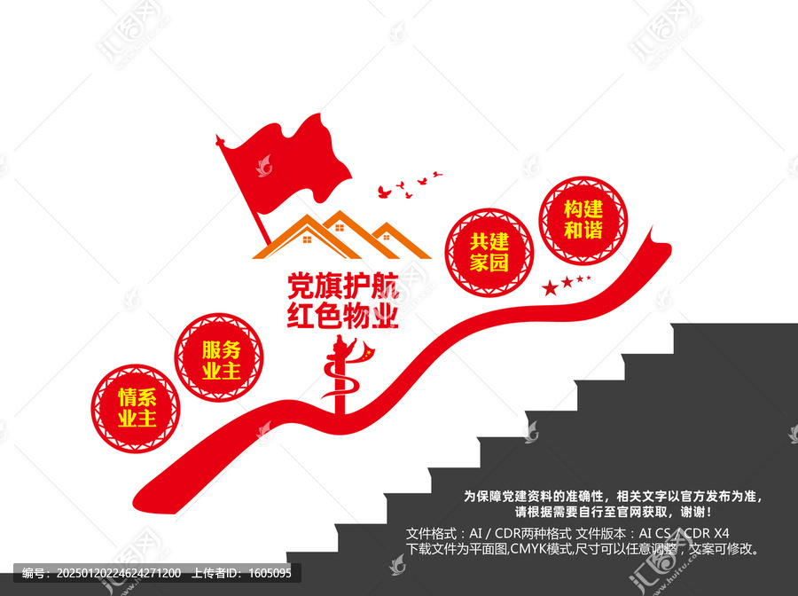 紅色物業(yè)樓梯文化墻