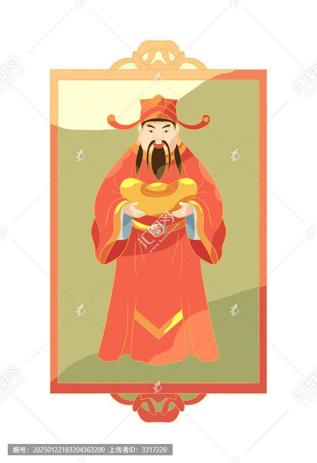 財神邊框插畫