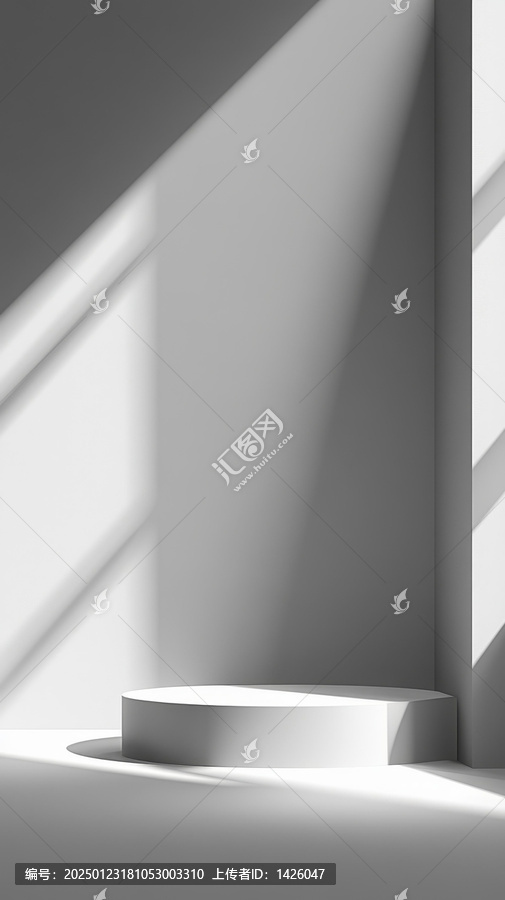 現(xiàn)代極簡白色圓形展示臺背景