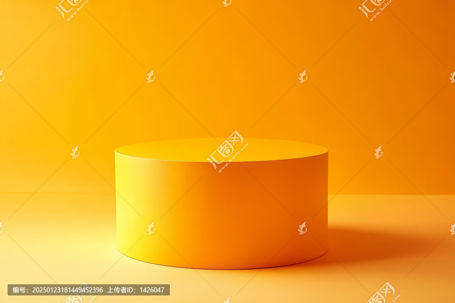 明亮黃色圓柱形展示臺