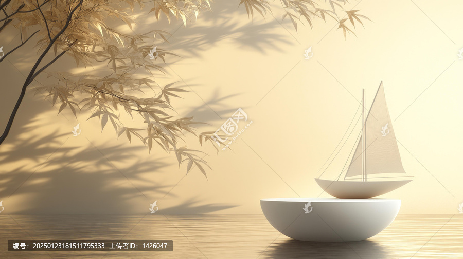 極簡藝術(shù)靜物畫與小帆船