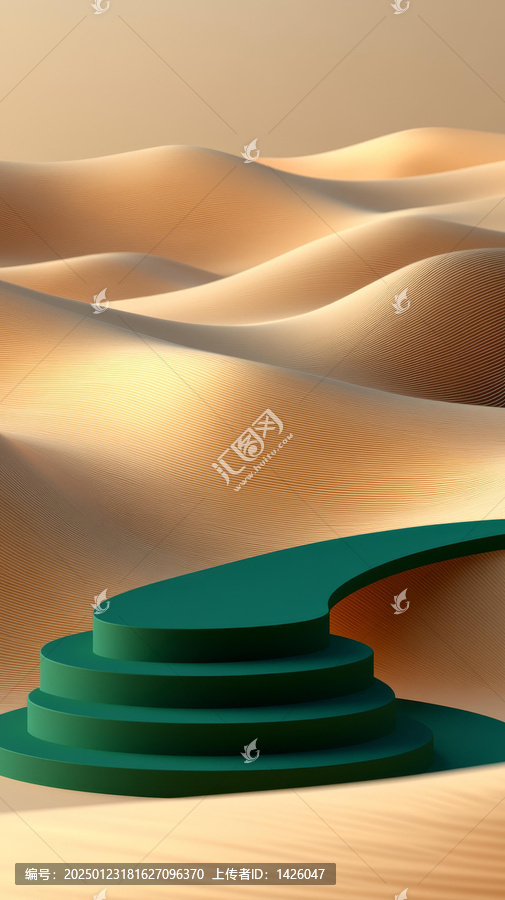 抽象沙漠場(chǎng)景與綠色平臺(tái)