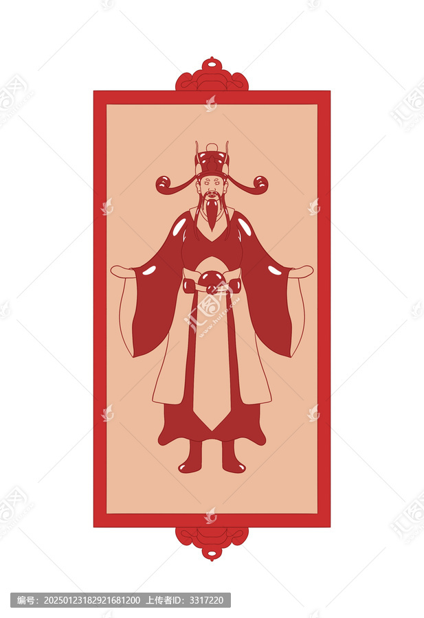 財(cái)神繪畫邊框背景