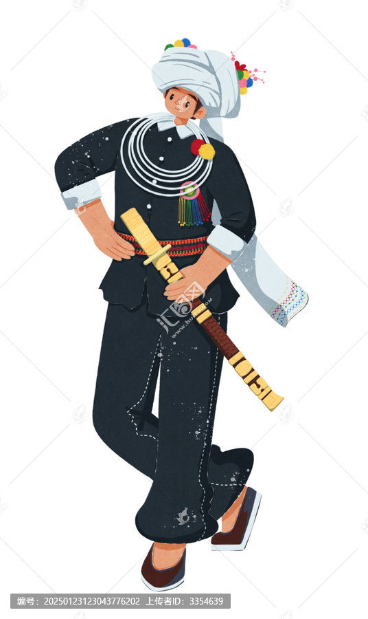 阿昌族佩戴戶撒刀的男性