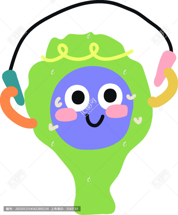 跳繩的生菜插畫