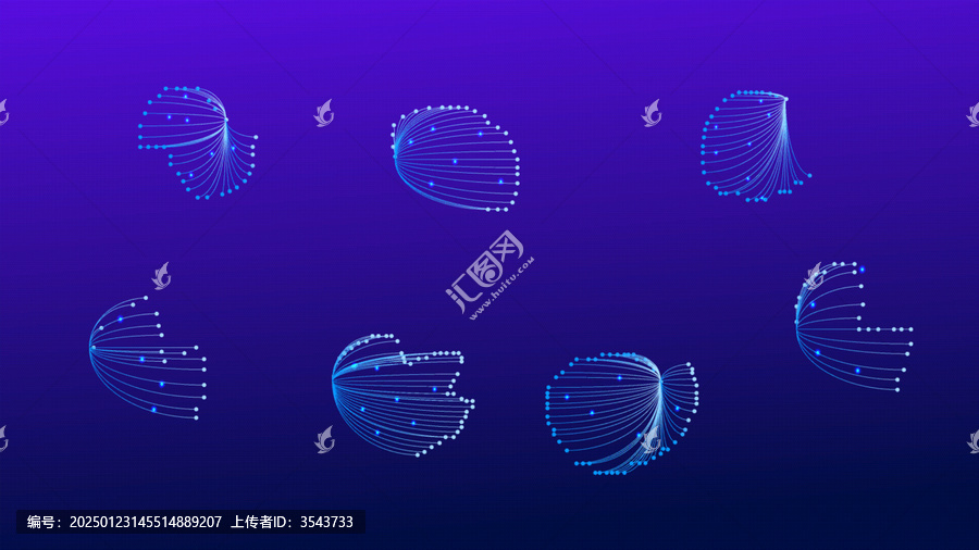 夢幻科技光效粒子海洋生物水母貝殼插畫