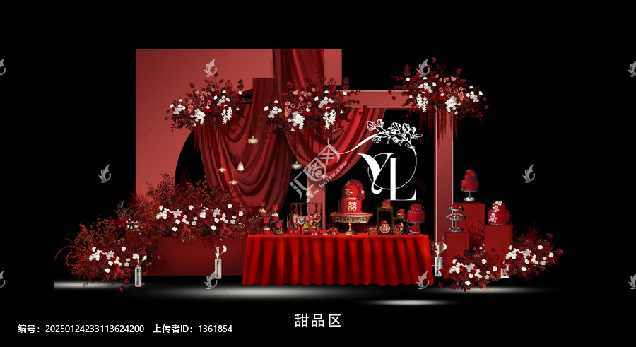 紅色婚禮甜品區(qū)