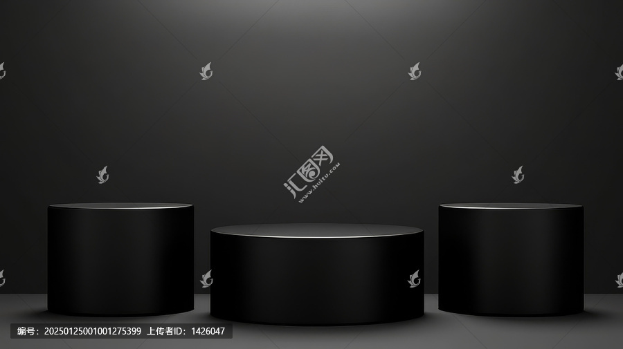 黑色圓柱形展臺(tái)的簡(jiǎn)約現(xiàn)代背景