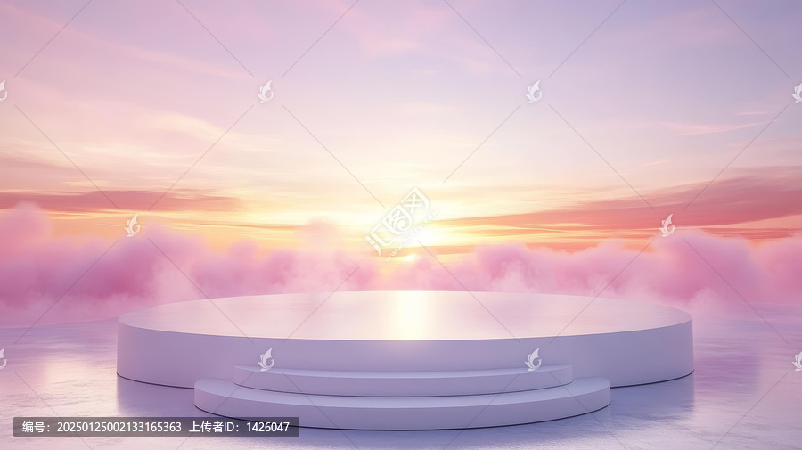 夢幻粉色云朵舞臺展示場景