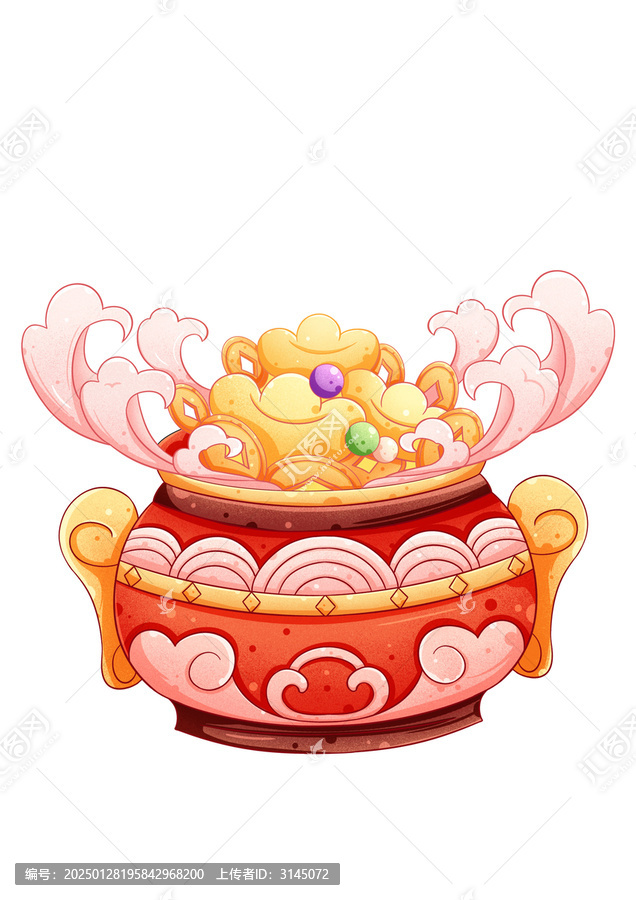聚寶盆金元寶插畫(huà)