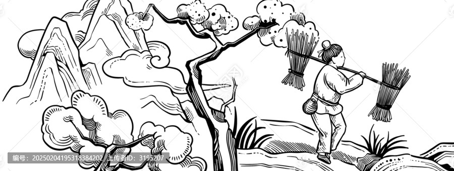 版畫風(fēng)樵夫插畫