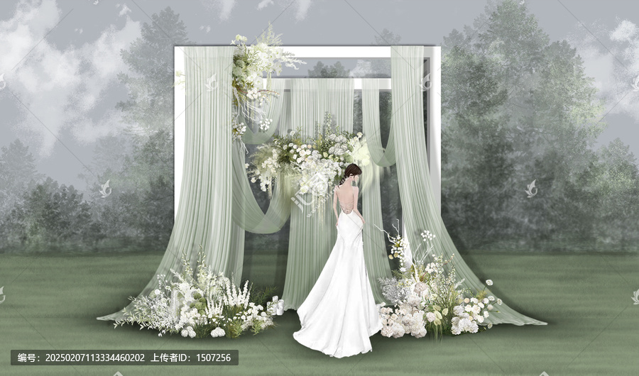 白綠草坪婚禮迎賓