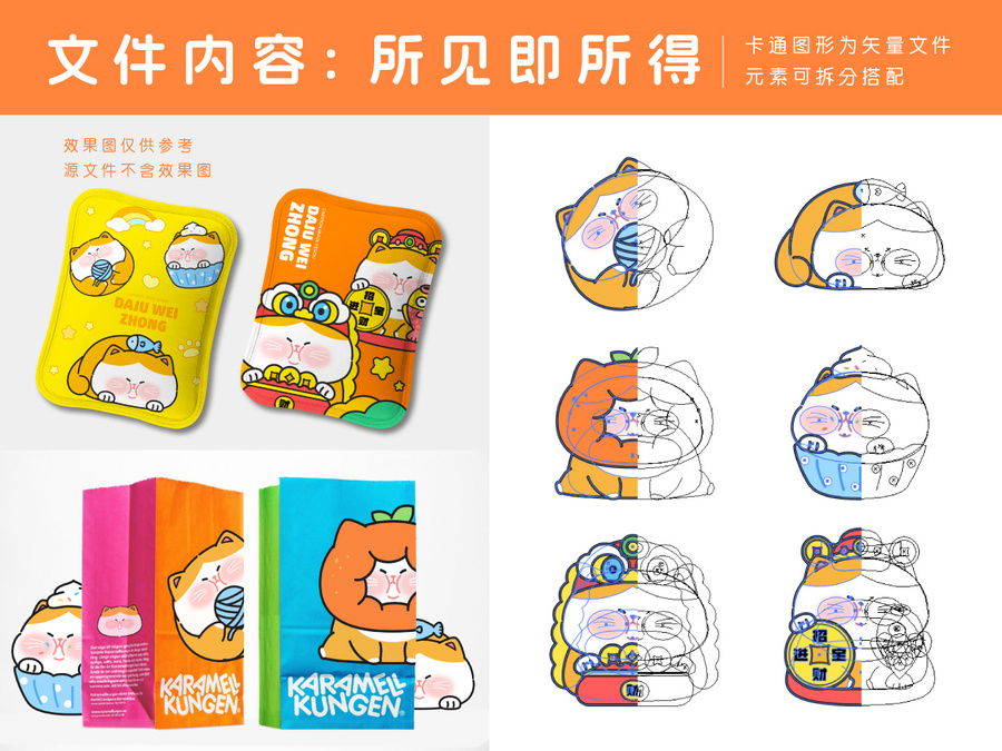 可愛寵物肥貓卡通IP招財(cái)大橘貓