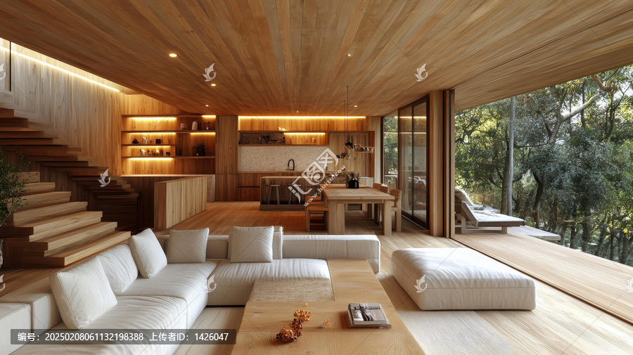 現(xiàn)代木質(zhì)家居內(nèi)景森林景觀