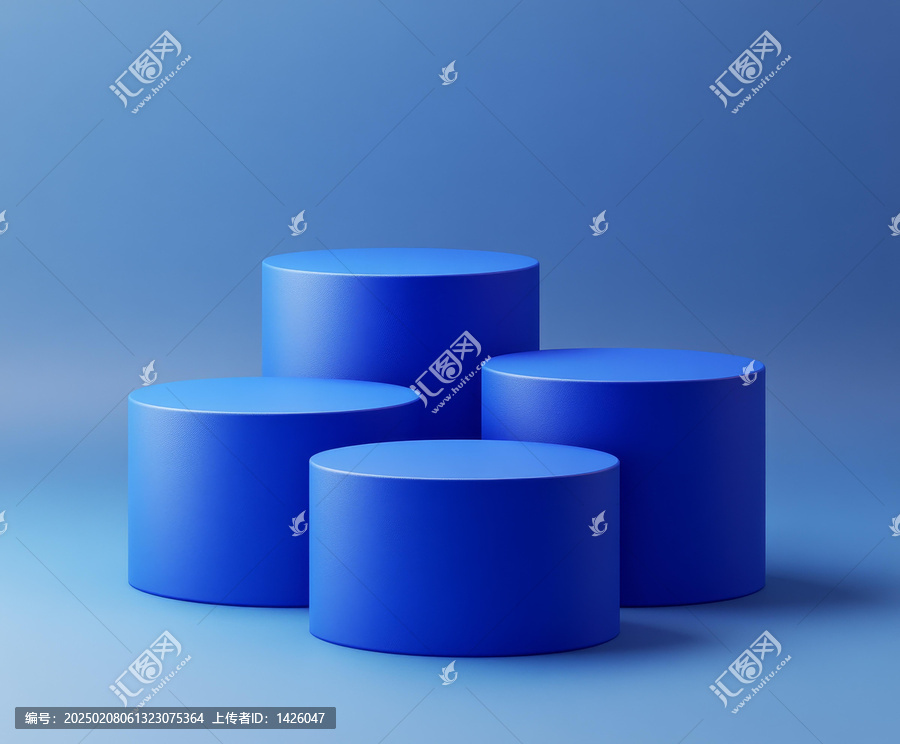 藍(lán)色圓柱形展示臺