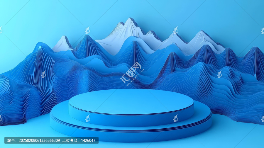 抽象藍(lán)色山脈產(chǎn)品展示臺(tái)