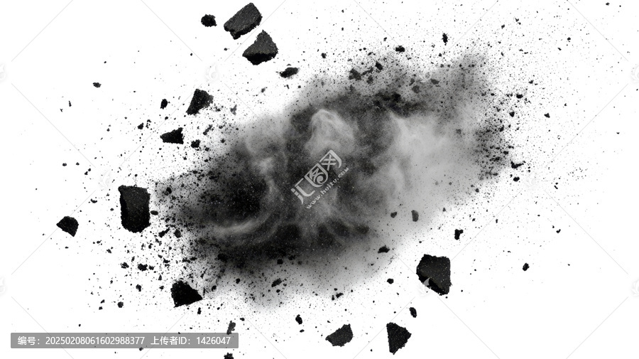 [免摳素材]黑色碎片爆炸抽象圖