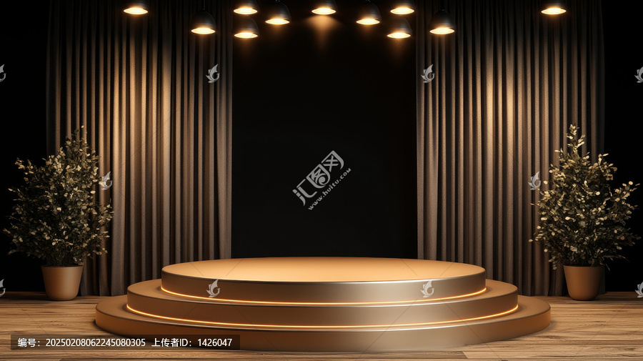 奢華金色展臺舞臺場景