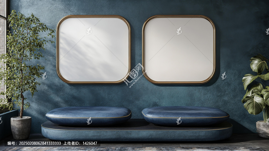 現(xiàn)代室內(nèi)設(shè)計空置畫框和沙發(fā)擺設(shè)