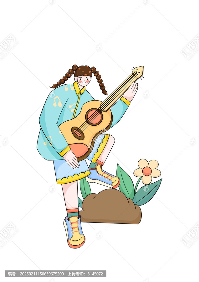 彈吉他人物插畫