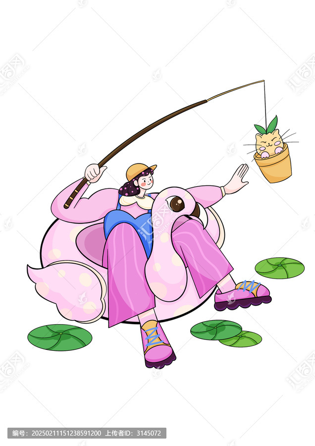 春夏出游玩耍人物插畫