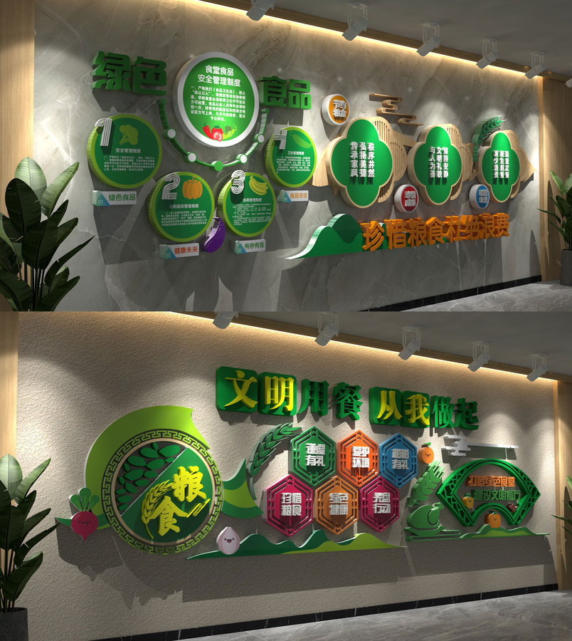食堂文化墻校園餐廳全套文化