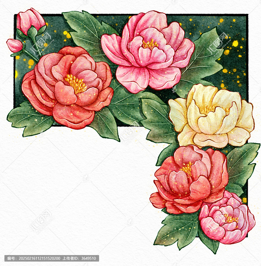 奢華牡丹花插畫設(shè)計